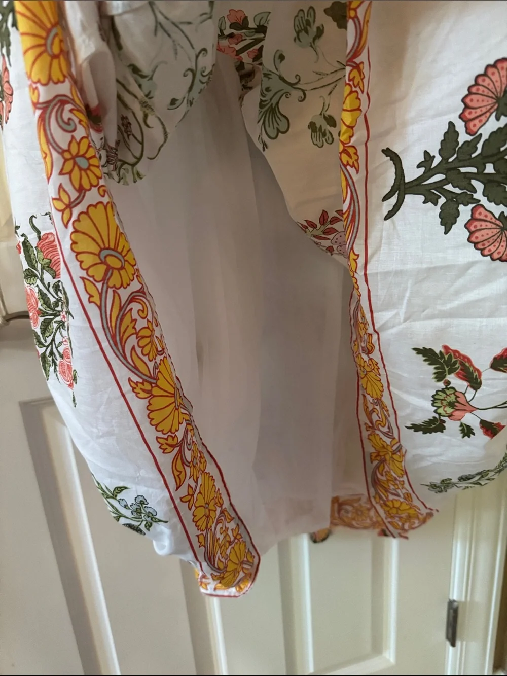 CeCe White Floral Maxi Dress with V-Neck and Drawstring Waist - Size Lg - NWT - Picture 5 of 8
